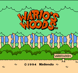 Wario's Woods title screen for NES